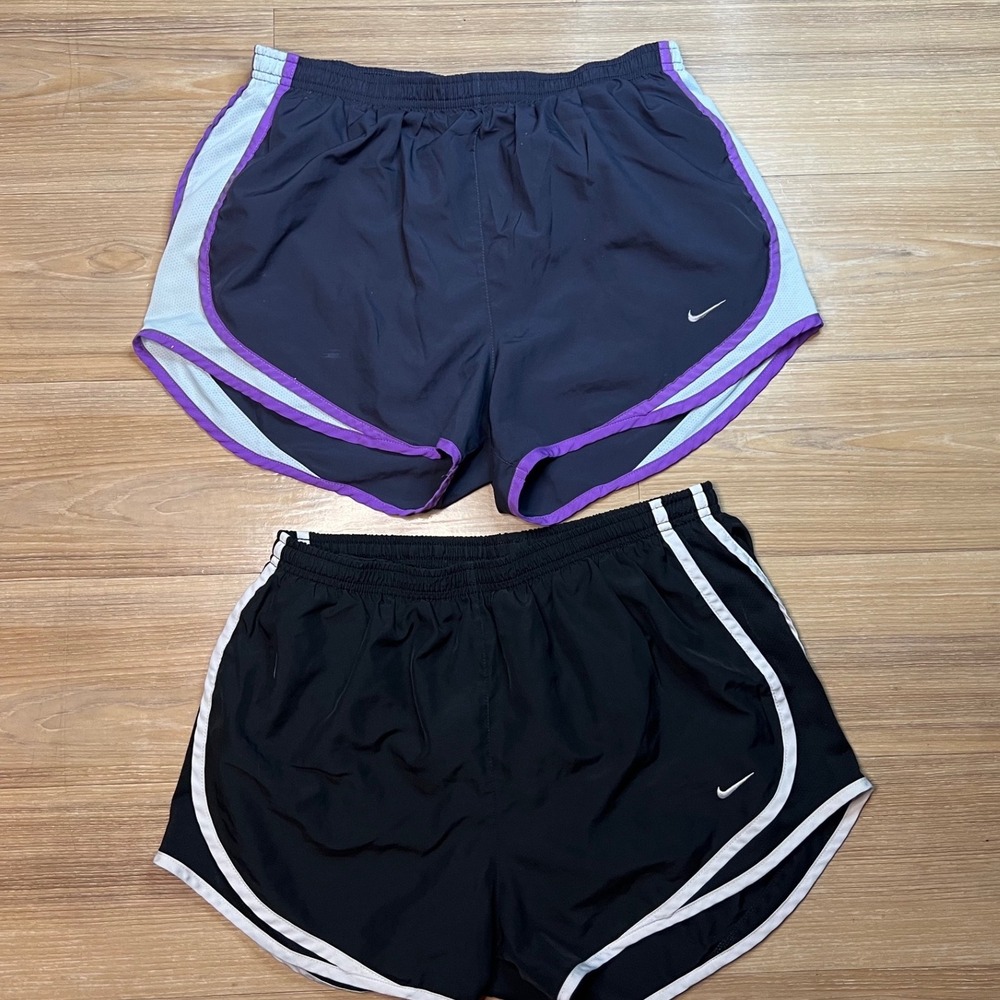 Nike Womens Tempo Running Shorts Dri-FIT Mesh Panel Black Navy Set Medium